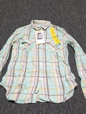 (#1) Jessica Simpson Light Blue Plaid Button-Down Shirt